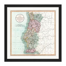 Map Antique 1801 Cary Portugal