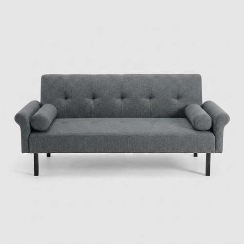 Grey linen fabric click clack - linen,