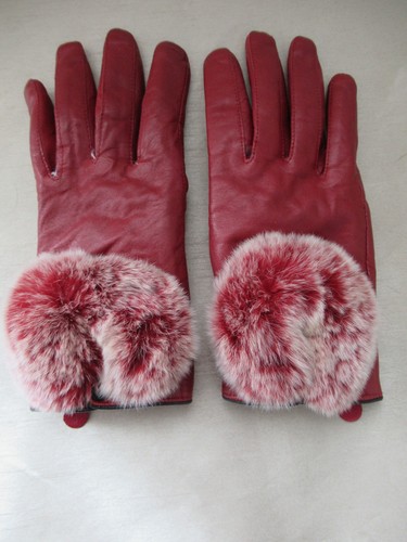 Red leather fur - leather,