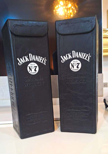 Jack daniels whiskey - whiskey, leather