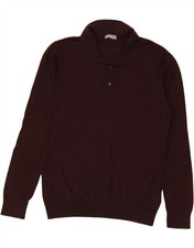 COS Mens Polo Neck Jumper Sweater Medium Burgundy Wool BI09