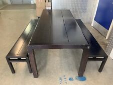 Habitat Radius Solid Oak (Painted Black) Kitchen Dining Table &2 Benches 200cm
