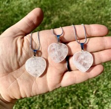 Crystal quartz heart pendant - heart,