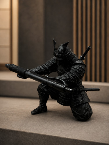 Black samurai pen holder - black,