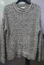 H&M Black White Melange Jumper Size S Womens Sweater Chunky Pullover Knitted Top