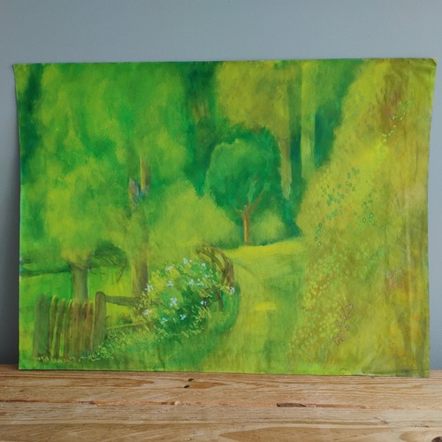 Original gouache park - park, scene