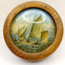 Pratt Ware Lid & Wooden Mount Hauling In The Trawl Good colours