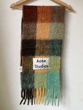 VGC 100% Genuine Acne Studios Fringed Checked Knitted Scarf Wool Vally Check