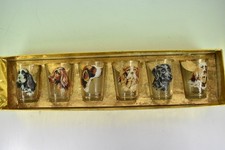 Vintage Glass Novelty Dog Shot Glasses x6