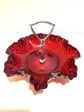 Fenton Hobnail Dish Ruby Glass