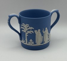 Vintage Wedgwood Jasperware White on Blue Loving Mug