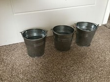 3 x  10cm 4" METAL BUCKETS pots pails tins herb planter sweet tree flower plant