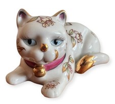 Franklin Mint Cat Curio Cabinet Satsuma Butterfly Floral Ceramic Ornament 3”