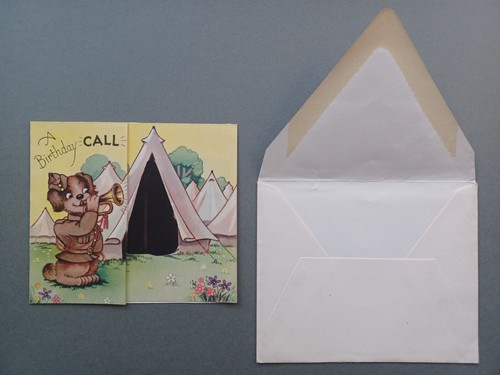 C1940s birthday card dog - birthday, in