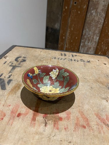 Chinese cloisonne enamel bowl - enamel,