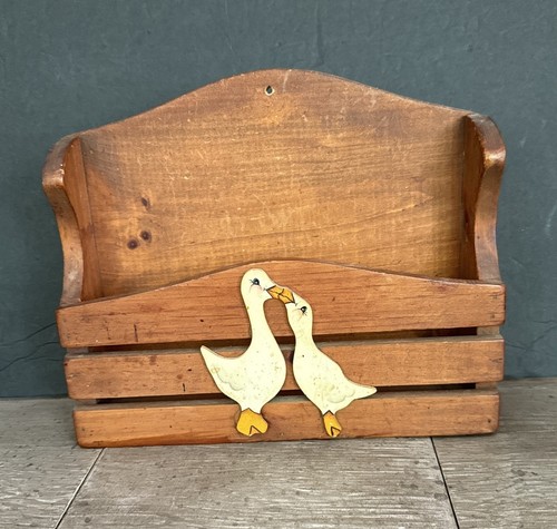Vtg wood goose wall - vtg, pocket