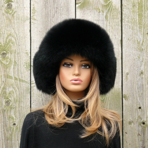 Real fur trapper hat black - real,