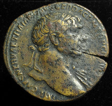 Trajan brass sestertius S P Q R  OPTIMO PRINCIPI, Dacia, Rome 105AD