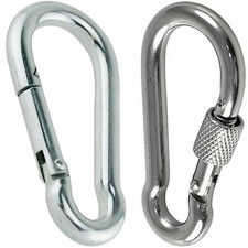 CARABINER CLIPS HOOKS HEAVY DUTY SPRING SNAP CLIP GYM CLIMBING SWING SCREW LOCK