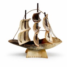Hand Carved Ox Horn Sailing