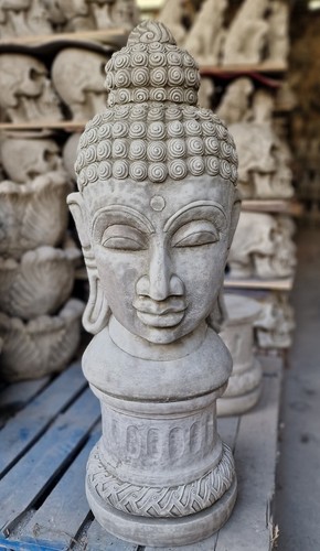 Large buddha head column stone - large,