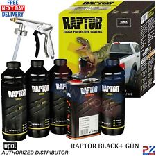 U-POL Raptor Black Bed Liner Kit – Tough 4 Bottles + Schutz Spray Gun Included