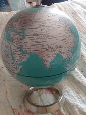 Globe World Geography Silver Stand Decorative Interior