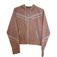 Hollister Pink Hooded Zip Jacket Chevron Stripe XS Women's