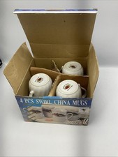 3 x Regent Bone China English Rose Swirl Design Mugs In Original Box