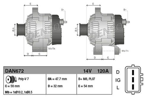 Denso alternator dan672 - denso,