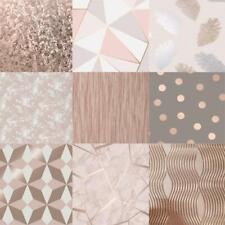 Fabulous Range Of Rose Gold Assorted 10m Wallpaper Geometic Apex Floral