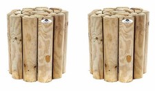 Log Rolls Garden Border Lawn Edging Wooden Path Edge 12" (300mm) High Set of 2