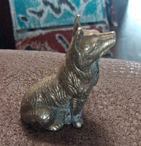 Small brass dog figurine - dog,