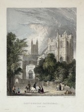 Original 1837 Print of Canterbury Cathedral. East End' By Winkles
