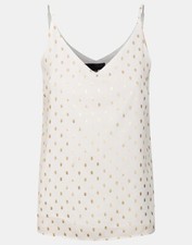 Ex-Dorothy Perkins Metallic Gold Spot Shoe String Top, Fully Lined, Sizes 8-20