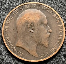 1903 PENNY COIN-1d BRITISH BRONZE COIN-KING EDWARD VII - ONE PENNY COIN