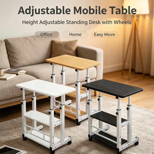 Adjustable mobile table - table, height