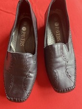 Pavers Woman’s Black Leather Slip On  Shoes Wedges Size 4 37