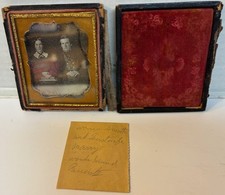 121: c.1850 1/6 Plate Daguerreotype of ID'ed Young Couple with Flutina & Book