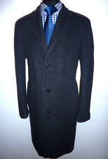 STRELLSON Men's Overcoat Classic Coat Charcoal Grey Wool Blend Trench 40 Chest