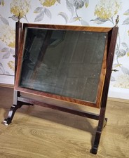 Antique Edwardian Mahogany Toilet Mirror Dressing Table Swing Inlaid Finials