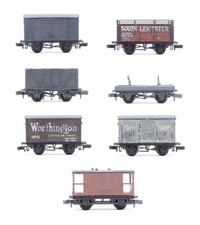 VARIOUS BRANDS 'N' GAUGE LOT OF 7 BRAKE/VENT/GOODS/BOGIE BOLSTER/COKE WAGONS