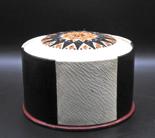 Vintage leather round box - vintage,