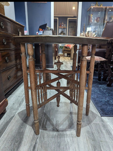 Antique brass tray table with - tray,
