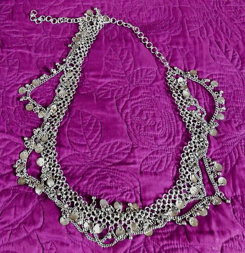 Silver tone belly dancing belt - silver,