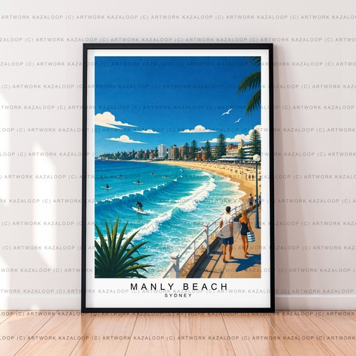 Manly beach sydney unframed - beach,