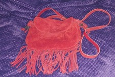 Vintage Ladies Red Suede Crossbody Boho Tassle Bag - NEXT - New Without Tags