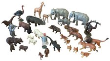 Hausser Elastolin Lineol 1930s German Zoo Animals Figurine Bundle Zookeeper Lion