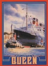 Atlantic Queen Mary Continental Size Postcard 4 1/2" by 6" Athena