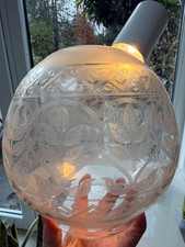 round antique needle etched globe oil lamp shade